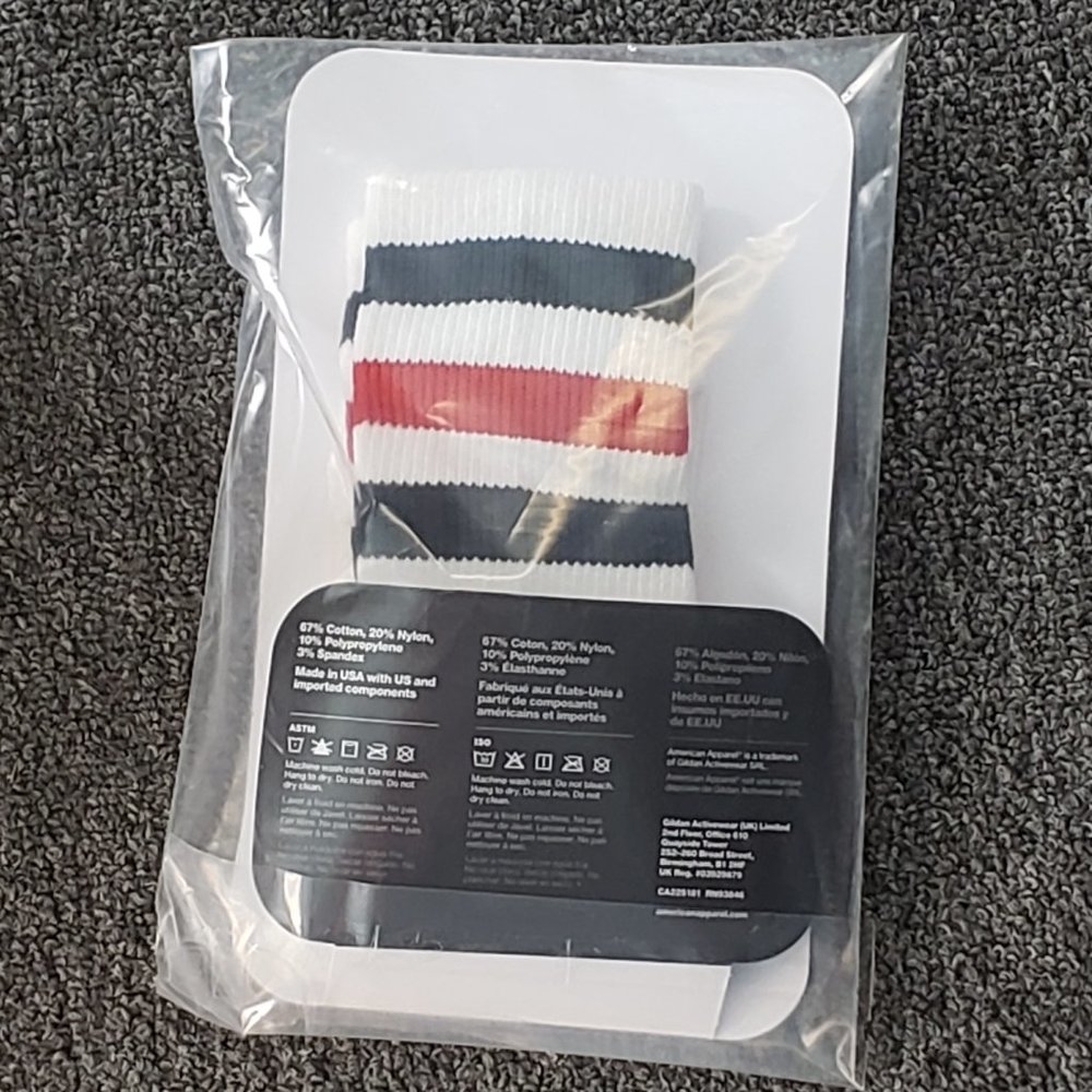 3 Pairs Calf Socks Red Blue Stripes